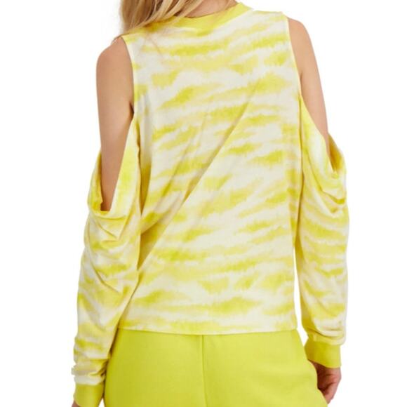 INC Intl Concept Earth Organic Cotton Cold Shoulder Tshirt Jungle Riff Yellow XL - Picture 4 of 8